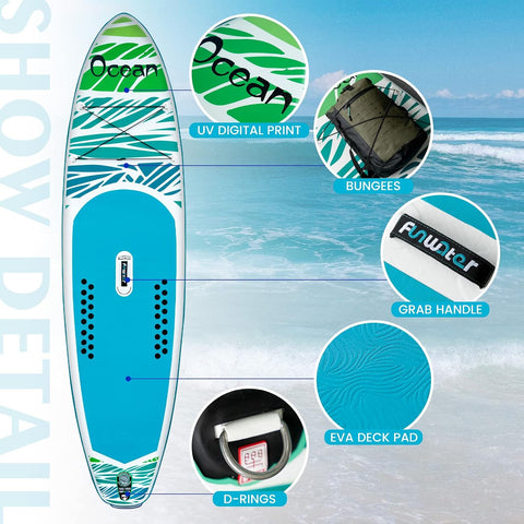 FEATH-R-LITE Inflatable Stand Up Paddle Board with Beginner SUP Accessories