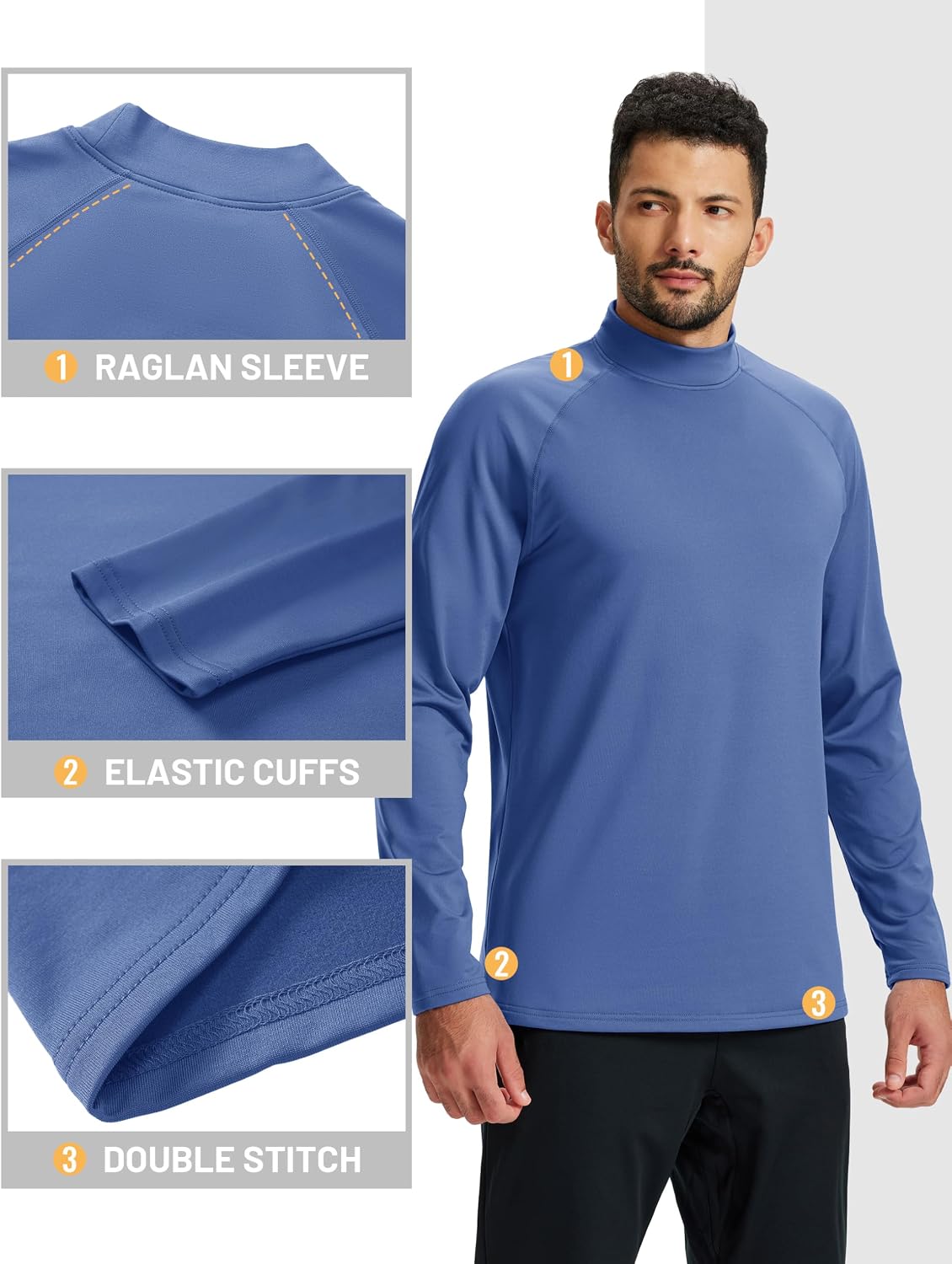 TACVASEN Men's Thermal Shirts Mock Turtle Neck Long Sleeve Base Layer Tops
