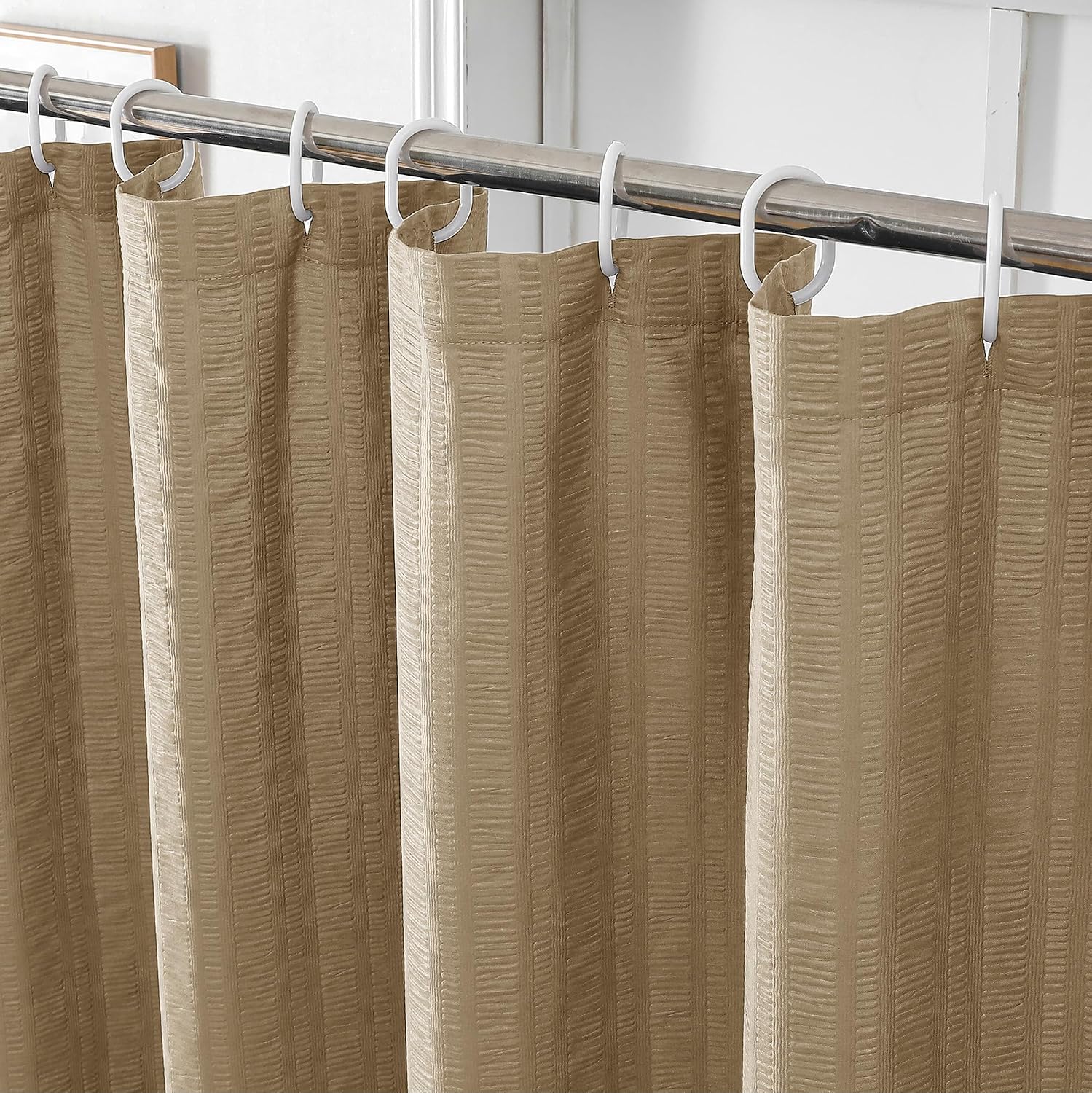 Aiyufeng Taupe Shower Curtain for Bathroom, Embossed Textured Fabric Shower Curtain for Bathroom - Soft Cloth & Hotel Spa, Machine Washable, 72X96, Taupe