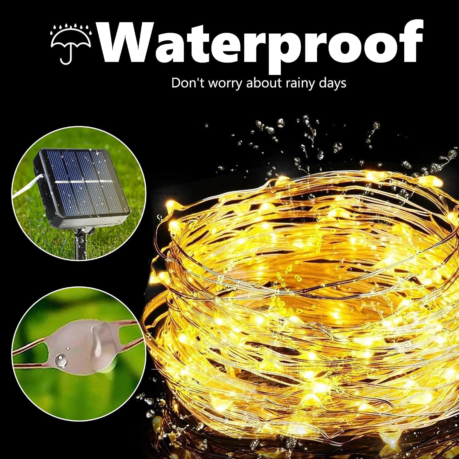 Joomer Solar Fairy Lights, 4Pack Total 104FT 320LED Lights, Warm White