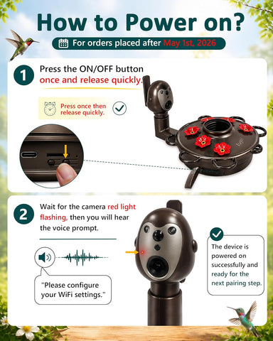 LUJII Smart Hummingbird Feeder with Camera for Outdoor Hanging, Hand Blown Glass, Solar WiFi Feeder with Live View App, 6 Feeding Ports, Leak-Resistant Design, Ant Moat & Gift Box, 36 fl oz, Ribbon