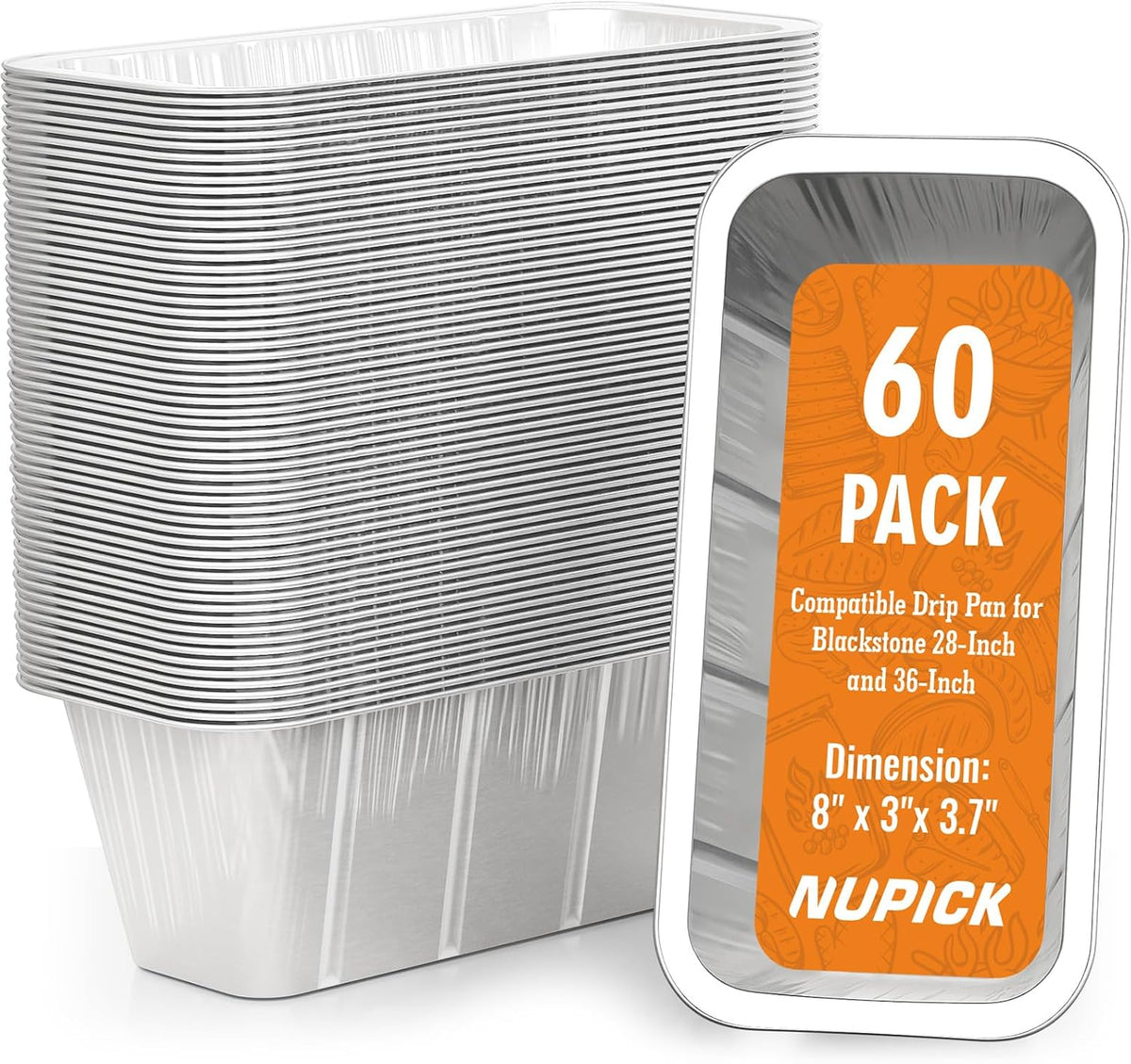 NUPICK 60 Pack Grease Cup Liners for Blackstone, Griddle Accessories for Blackstone 17"/22"/30"/28"/36" Griddle, Easy Cleaning Disposable Aluminum Grease Traps & Drip Pans for Blackstone Catcher, 5017