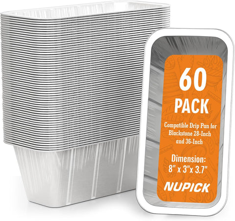 NUPICK 60 Pack Grease Cup Liners for Blackstone, Griddle Accessories for Blackstone 17"/22"/30"/28"/36" Griddle, Easy Cleaning Disposable Aluminum Grease Traps & Drip Pans for Blackstone Catcher, 5017