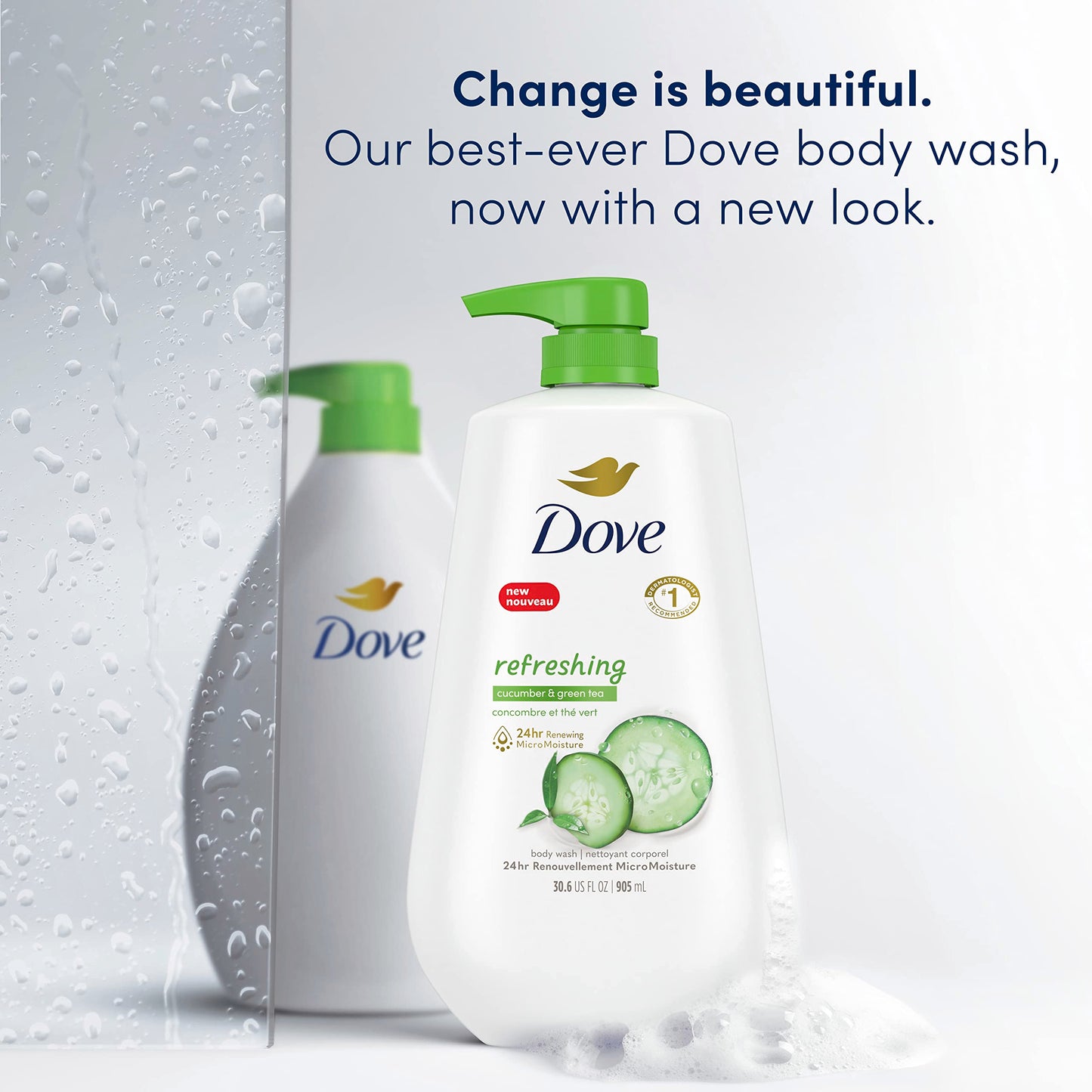 Dove Body Wash with Pump Refreshing Cucumber and Green Tea 3 Count Refreshes Skin Cleanser That Effectively Washes Away Bacteria While Nourishing Your Skin 30.6 oz