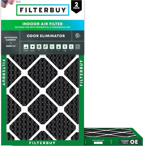 Filterbuy 20x30x1 Air Filter MERV 10 Odor & Allergy Defense (2-Pack)
