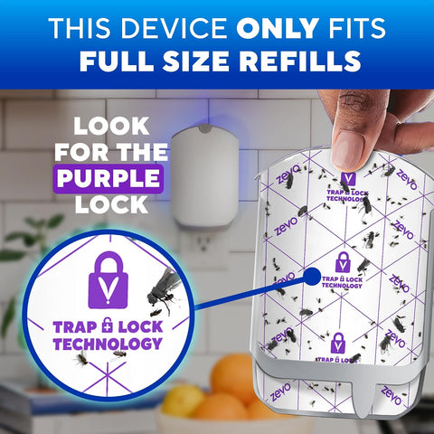 Zevo Flying Insect Trap for Fruit Flies & Gnats, 2 Plug-in Bases, 2 Refills