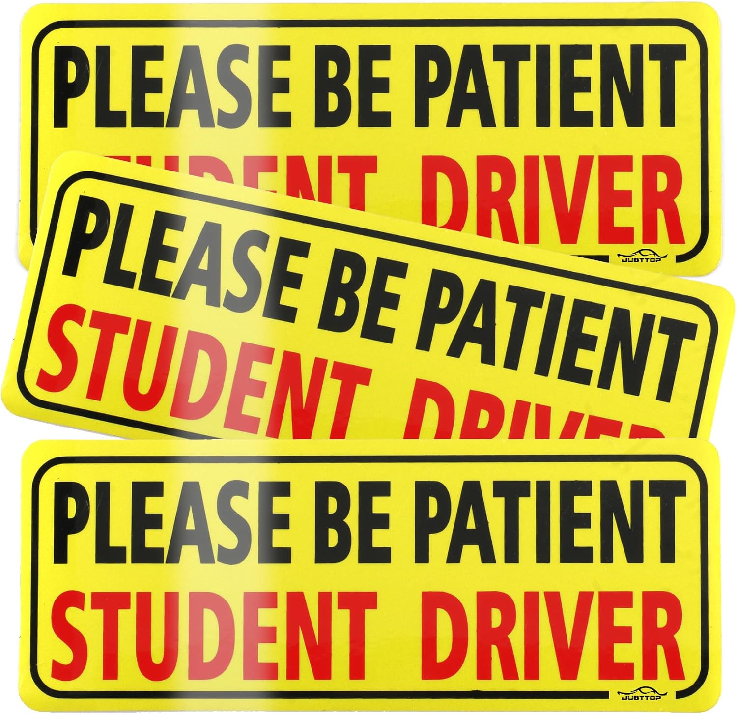 JUSTTOP 3pcs Student Driver Magnet for Car, Please Be Patient Student Driver, New Drivers Sticker Safety Warning, Magnetic Reflective Rookie Driver Bumper Sticker (Black&Red)