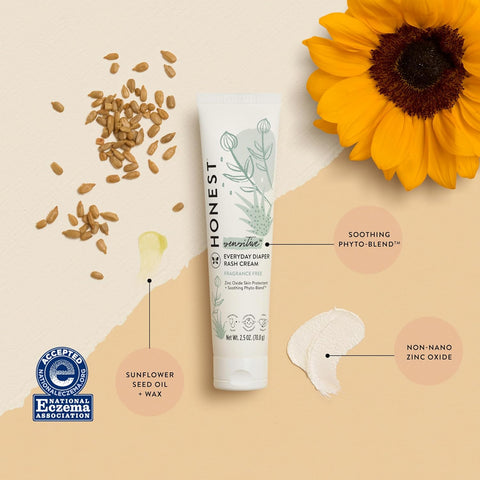 The Honest Company Diaper Rash Cream, Hypoallergenic, Cruelty-Free, 2.5 oz