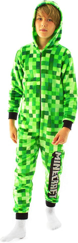 Minecraft Creeper Onesie For Kids | Options Bosy and Grirls TNT Camo and Pixels Sleepsuit with Hood Video Game Loungewear