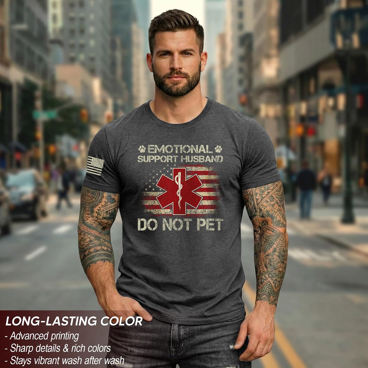 Funny Emotional Support Tshirt, Do Not Pet Husband Tee