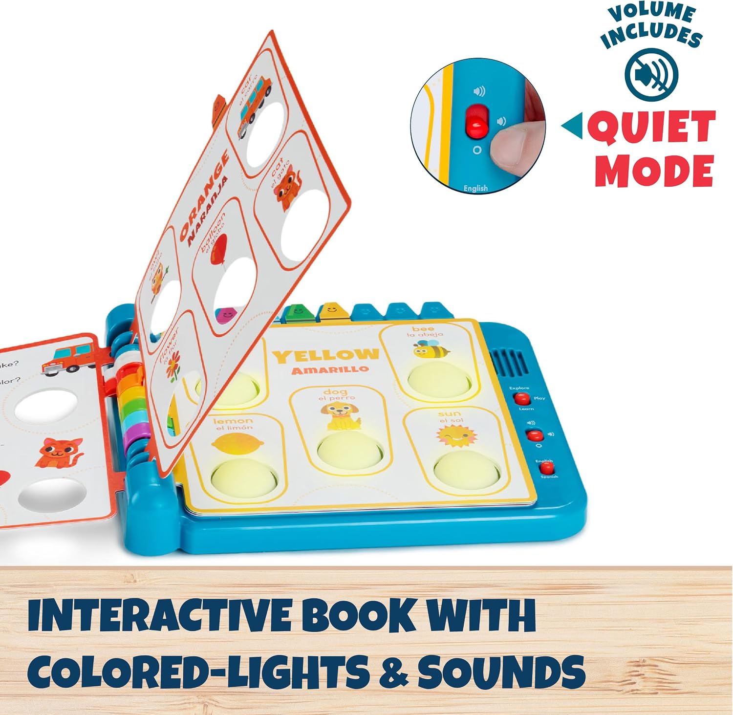 Chuckle & Roar Pop It Book, Colors, English & Spanish, Quiet Mode, 1–4+