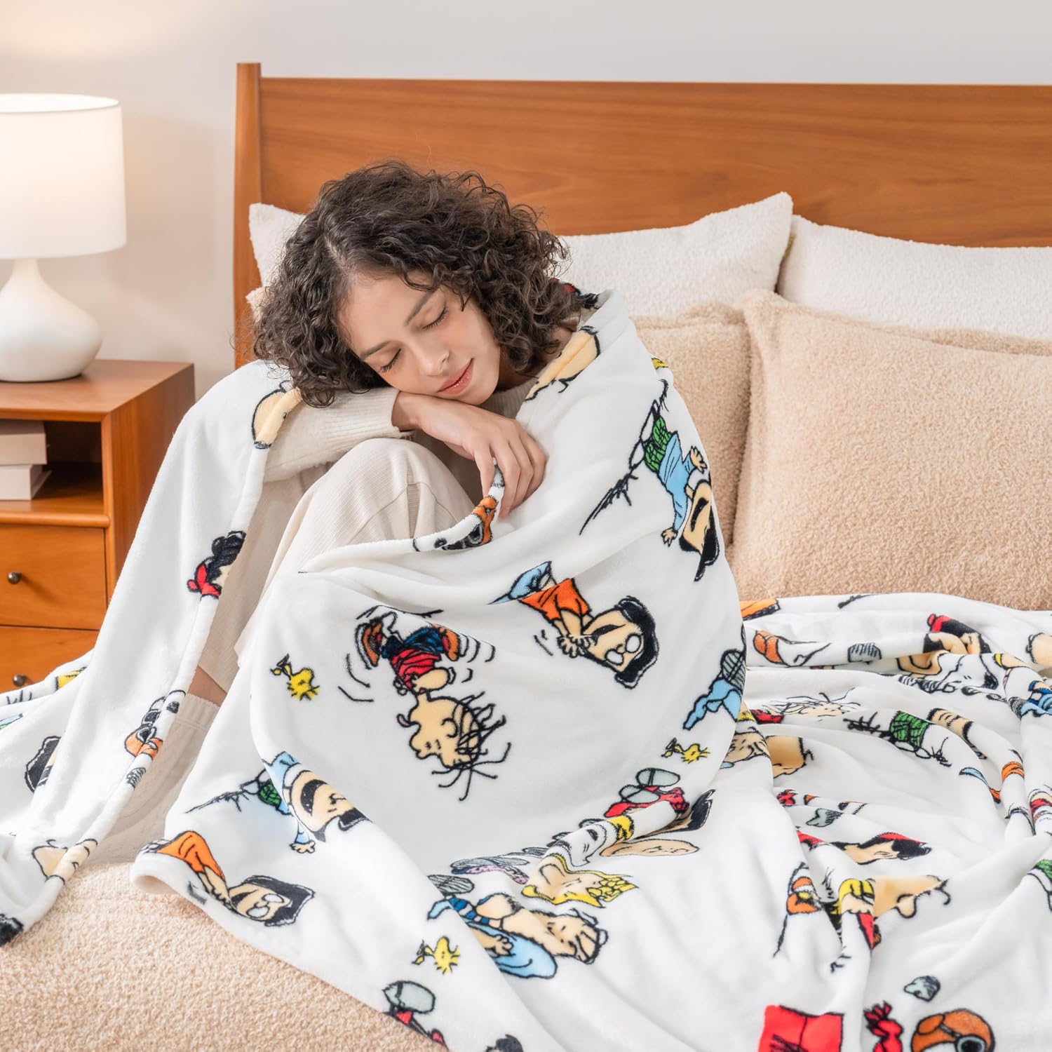 Berkshire Blanket Peanuts® VelvetLoft® Cute Character Snoopy Plush Blanket,Peanuts Stripe Multi,Twin 60 in x 90 in (Official Peanuts® Product)