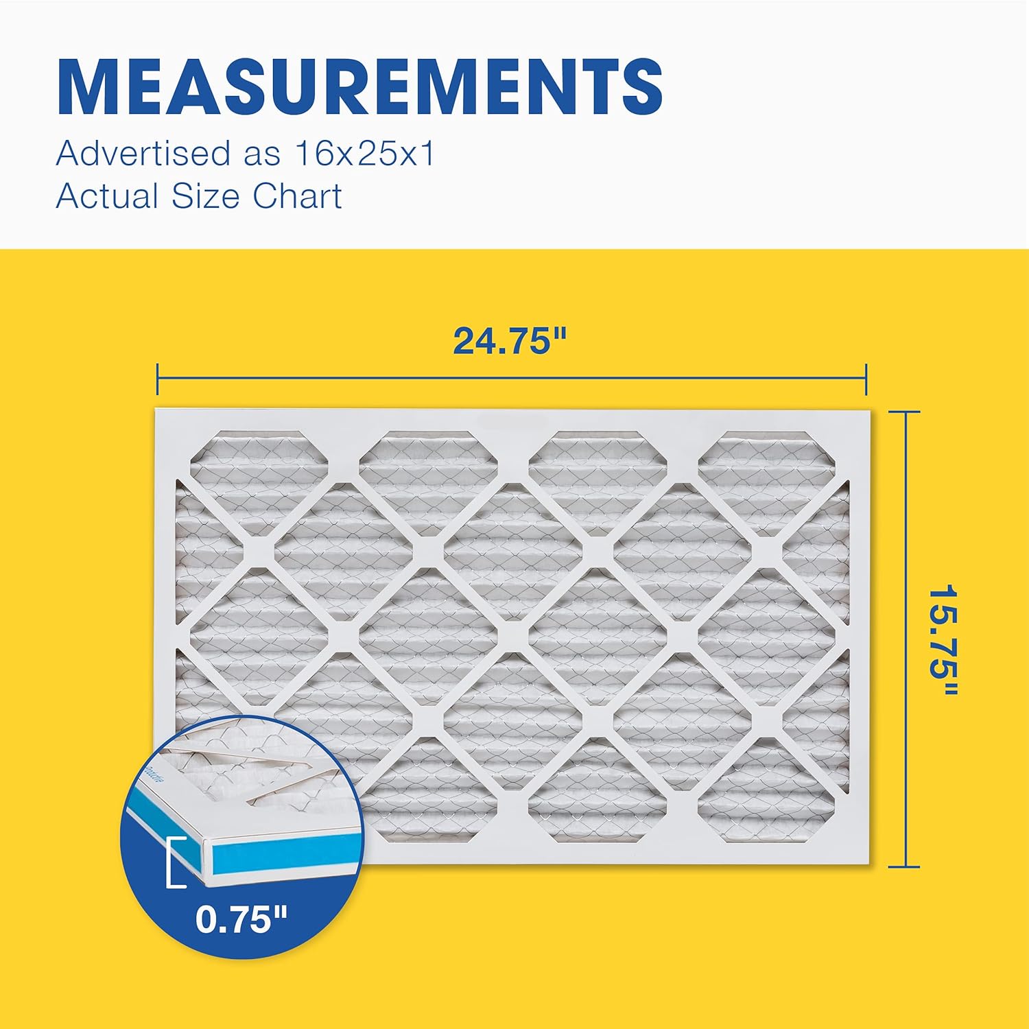 Aerostar Air Filter 16x25x1 MERV 13 AC Filter, HVAC, Furnace Filter, 6 Pack
