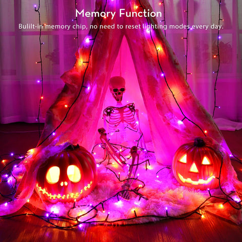 BrizLabs Purple Orange Halloween String Lights Connectable 78.74ft 240 LED