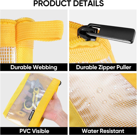 TICONN Tool Pouch, 1680D Oxford Small Tool Bag, Tool Pouches with Zipper, Clear Utility Bag Zipper Pouch for Tool Organizers and Storage (6PK Combo)
