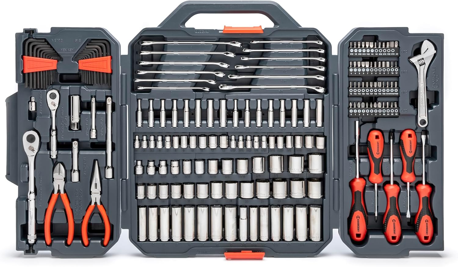 Crescent 150 Piece 1/4" and 3/8" Drive 6 Point SAE/Metric Professional Tool Set - CTK150