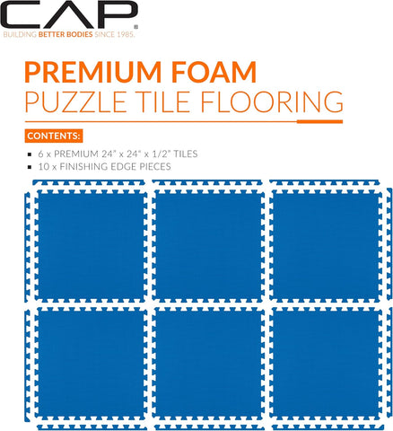 CAP Puzzle Exercise Mats | 1/2” Thick EVA Interlocking Foam Tiles for Home Gym Flooring | Multiple Options
