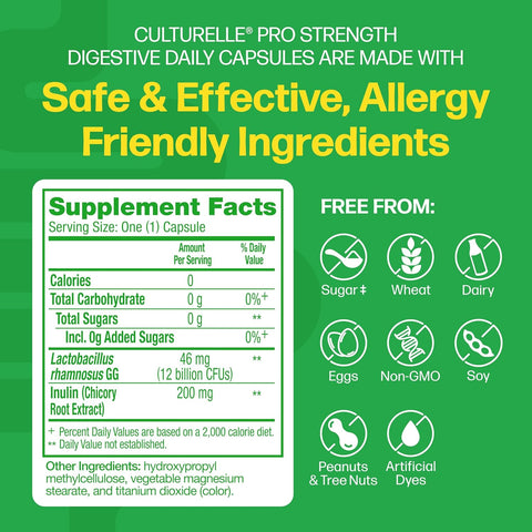 Culturelle Pro Strength Probiotics for Digestive Gut Health*, 12B CFU, 60ct