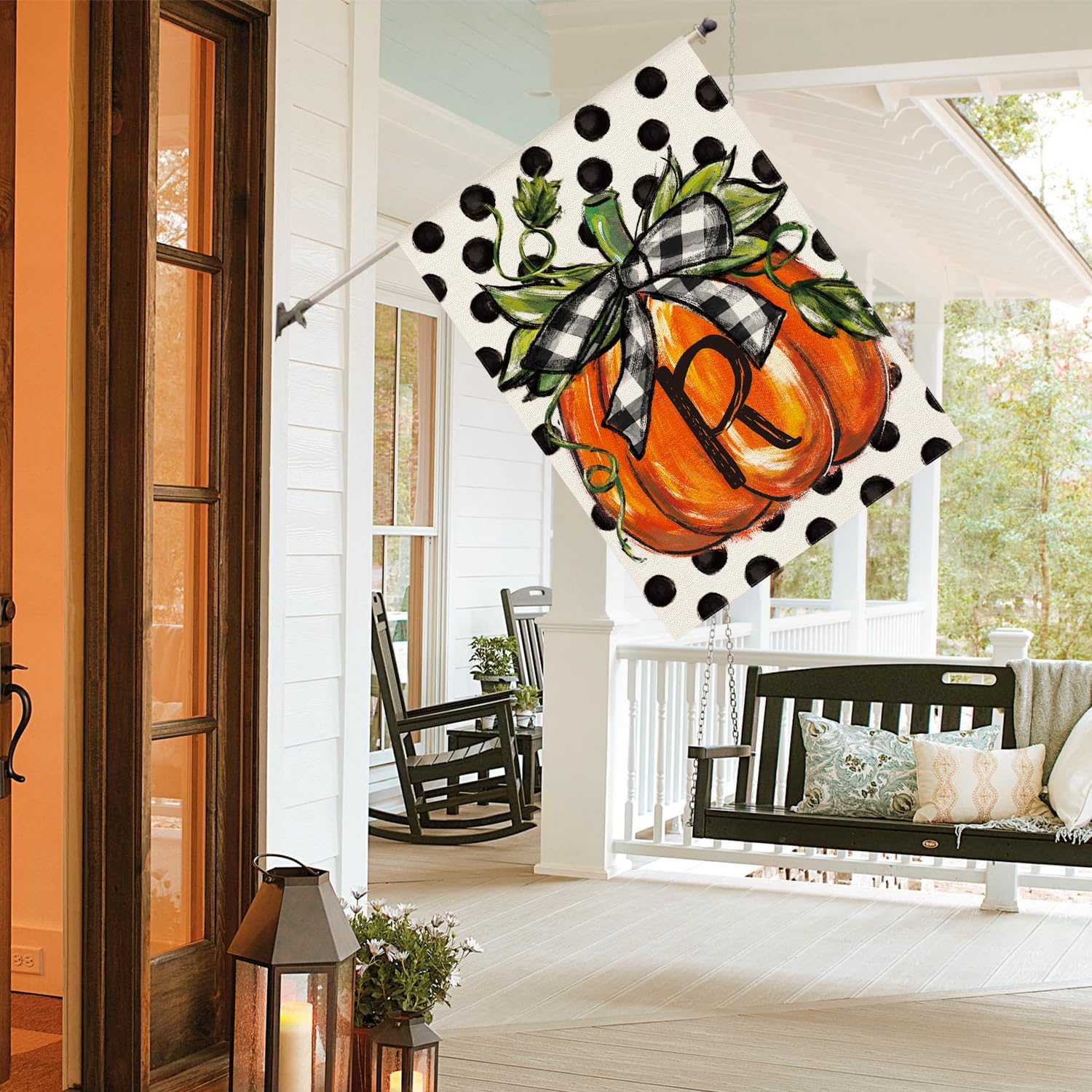 AVOIN colorlife Fall Monogram Letter R House Flag 28x40 Inch for Outside