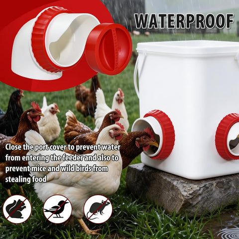 4PACK No Waste Chicken Feeder Ports, Chicken Feeder Cups for Bucket