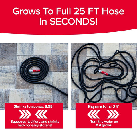 Pocket Hose 25 FT Silver Bullet 2.0 Hose, Turbo Shot Nozzle, Kink-Free