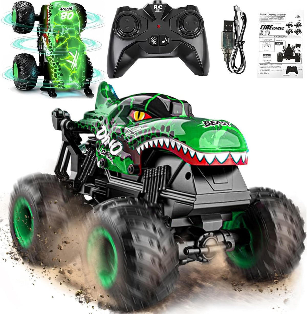 BEZGAR Monster Truck Toys，1:20 Remote Control Car with Light & Music