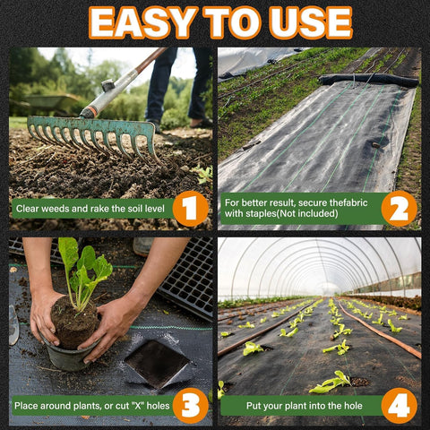Winisok 6FT x 300FT Weed Barrier Landscape Fabric, 3.2oz Woven Garden Cloth, Heavy Duty Breathable Ground Cover for Landscaping, Gardening and Farming