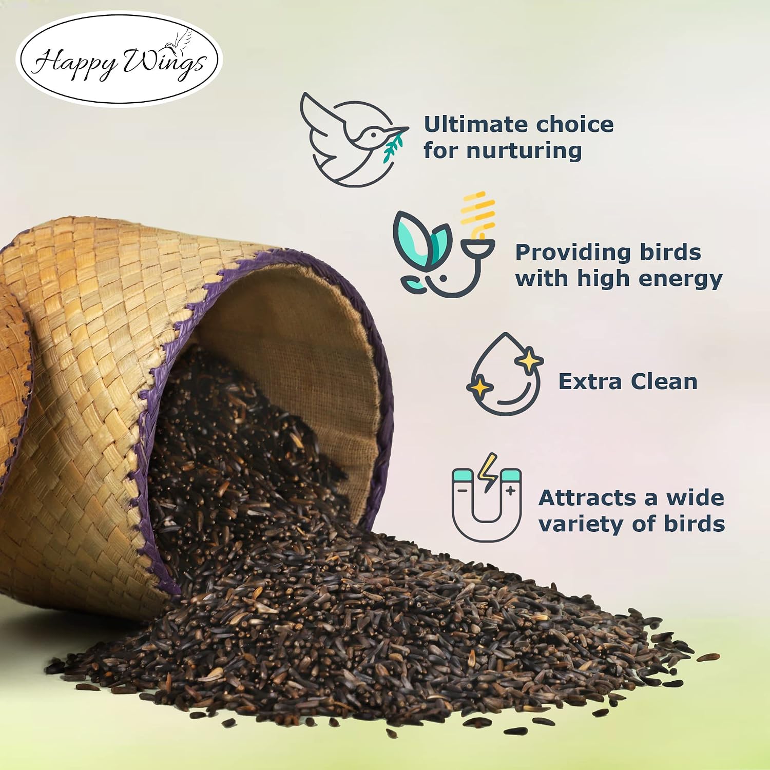Happy Wings 5LB Thistle Seed Bird Food, 100% Natural, Extra Clean, No Grow