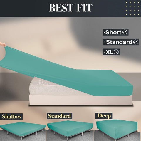N&Y HOME Soft Stretch Twin Fitted Sheet Only, Jersey Knit, Aqua