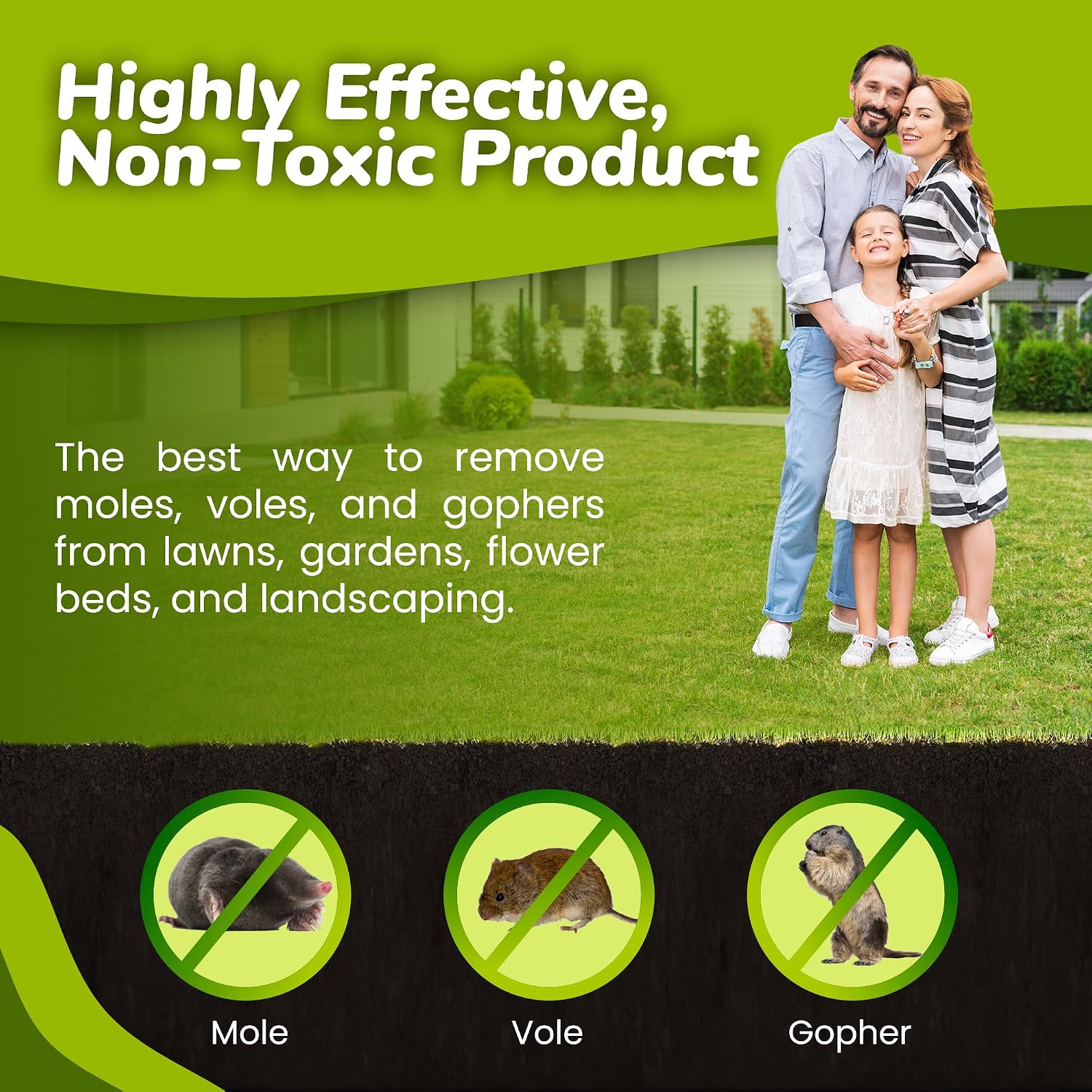 Natural Elements Mole and Vole Repellent – 100% Castor Oil Formula – Lawn and Yard Treatment – Covers Large Areas – 128 oz (1 Gallon)