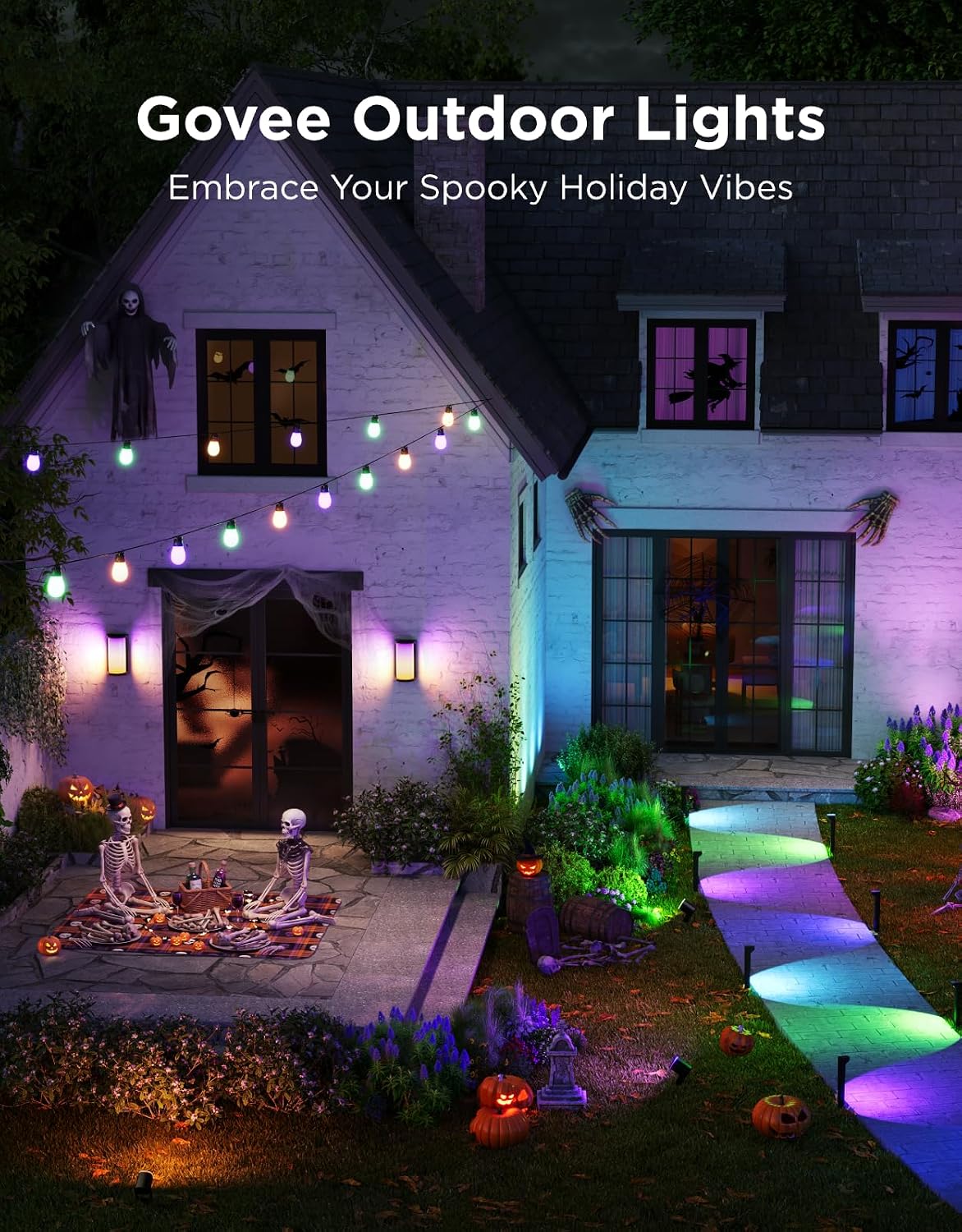 Govee S14 Bulb Outdoor String Lights 2, 144ft RGBICWW, 45 LED Bulbs, IP66