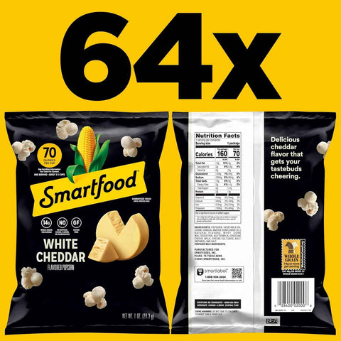 Smartfood Popcorn, White Cheddar, 1 Ounce (Pack of 64)
