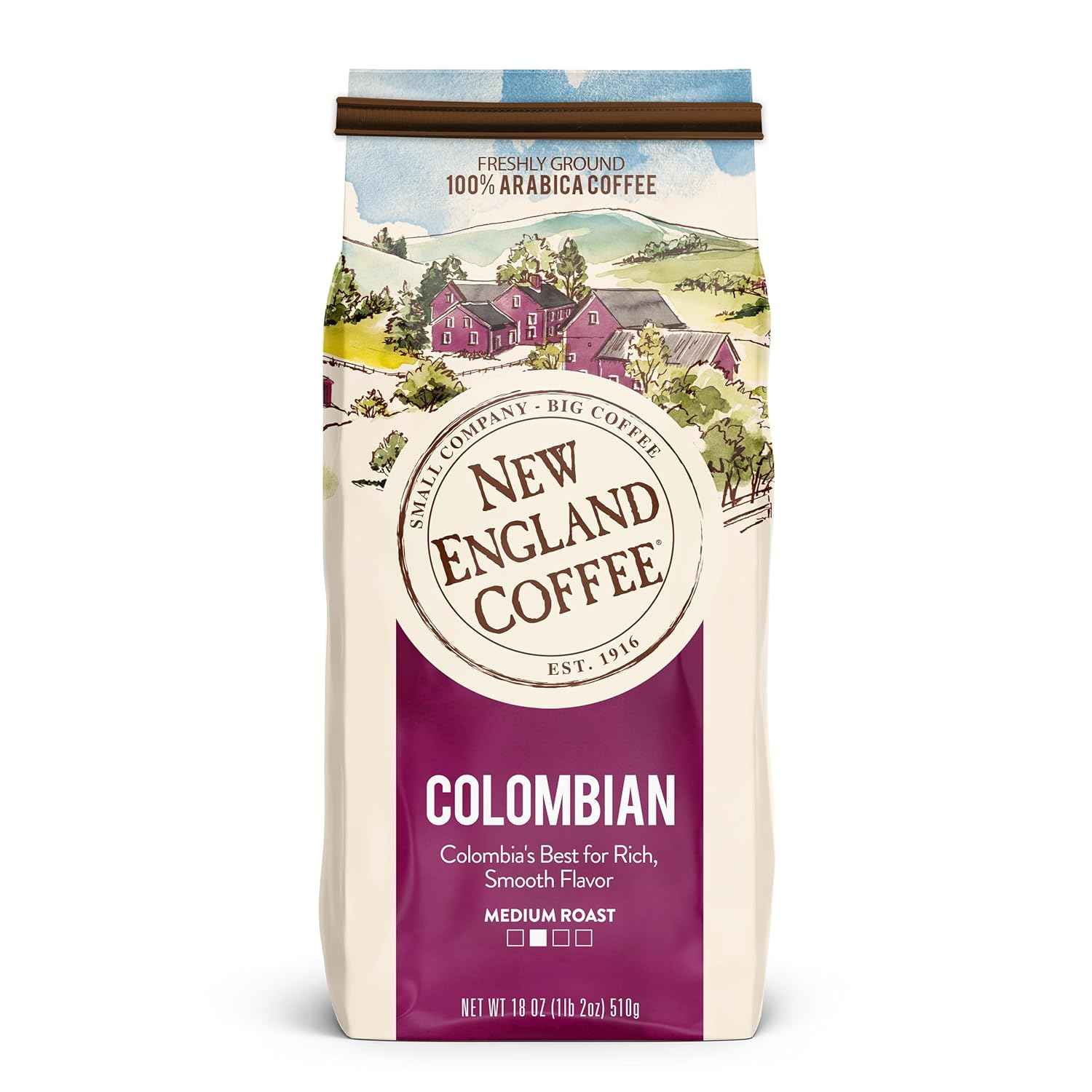 New England Coffee Breakfast Blend Medium Roast Ground Coffee, 20oz Bag (Pack of 4)