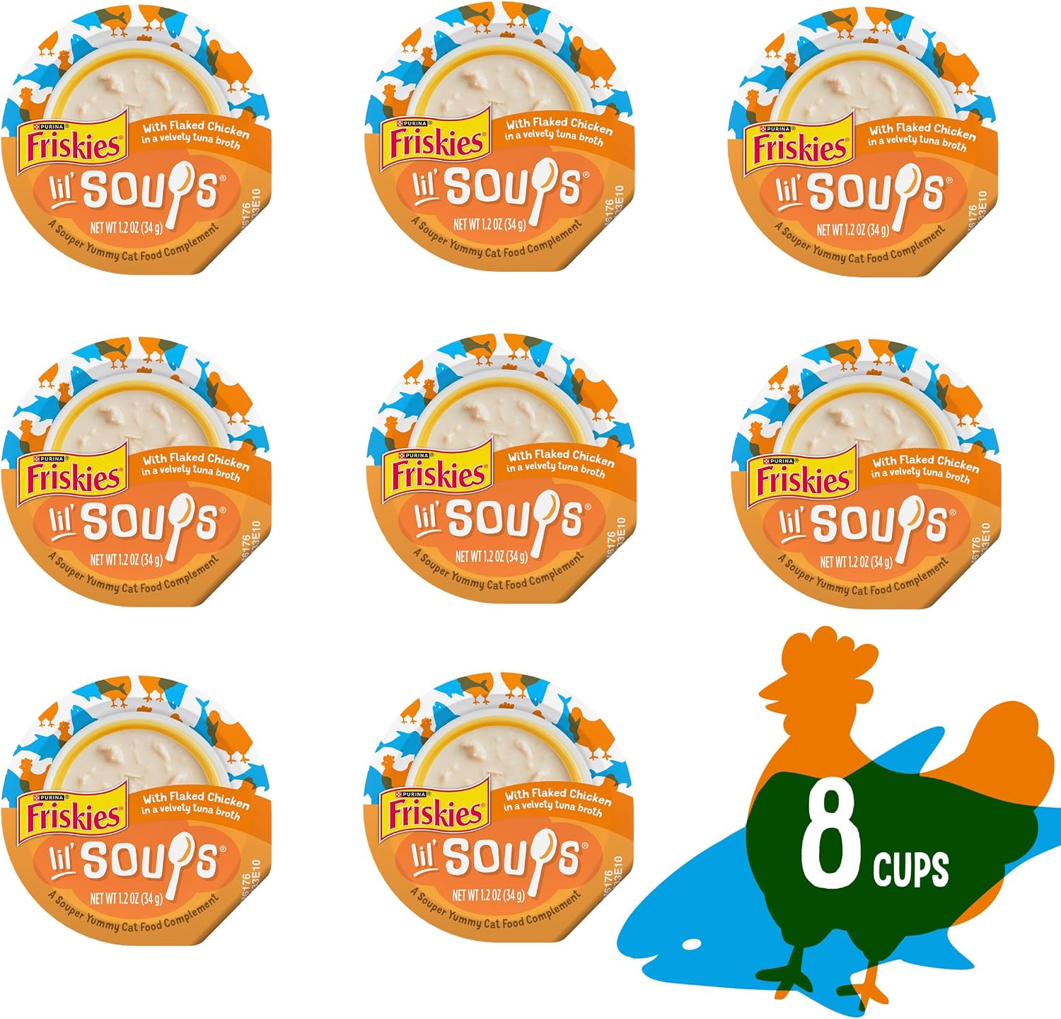 Friskies Purina Natural, Grain Free Wet Cat Food Lickable Cat Treats, Lil' Soups Flaked Chicken
