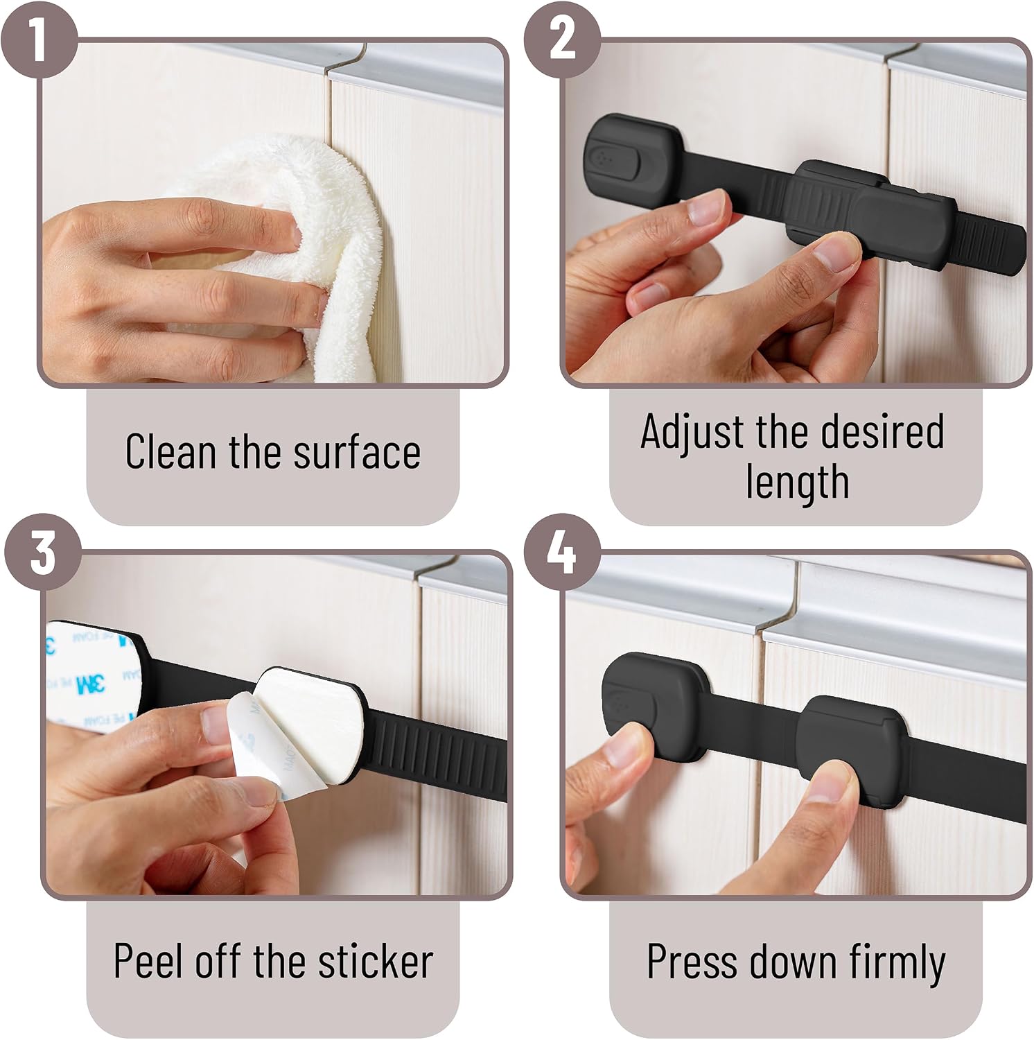 Bates- Child Safety Strap Locks, 14 Pack, Black Baby Cabinet Locks, Toilet Locks Baby Proof, Child Proof Drawer Locks, Cabinet Baby Locks for Cabinets, Child Proof Cabinet Locks, Drawer Child Locks