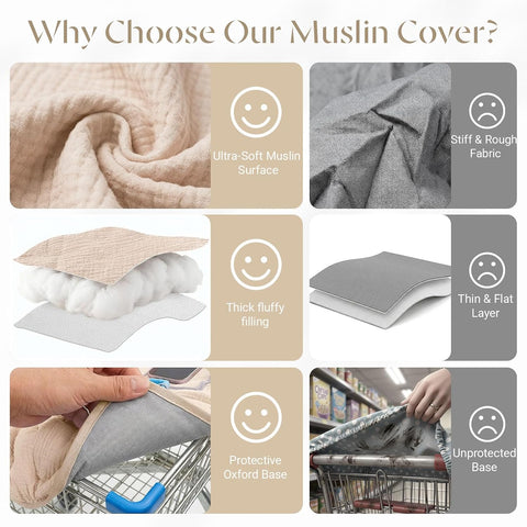Muslin Shopping Cart Cover for Baby Soft Breathable Full Coverage