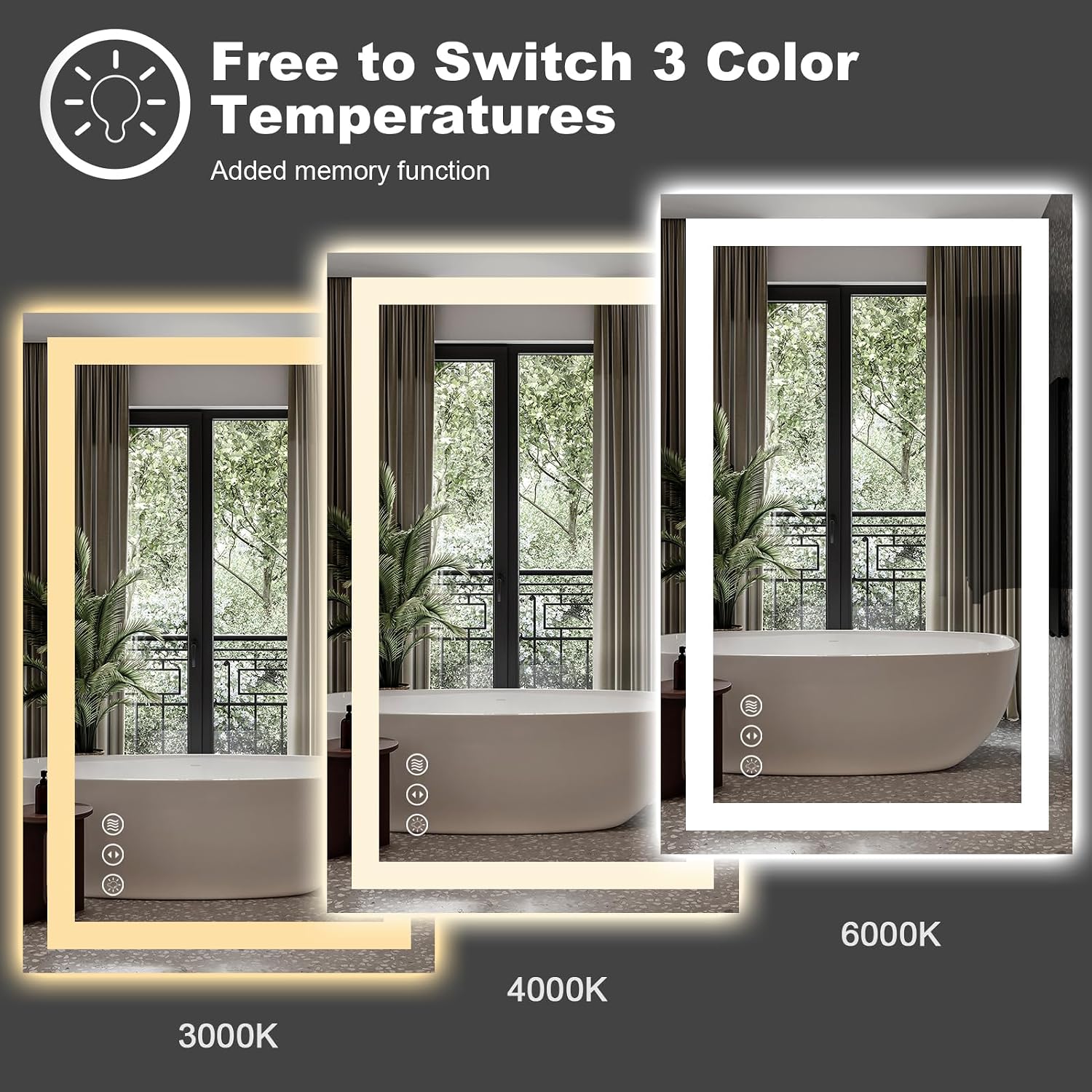 Amorho 24"X32" LED Bathroom Mirror with Lights, Front Lit and Backlight