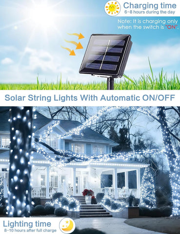 Solar String Lights Outdoor, 2Pack 144FT 400LED Fairy Lights, White