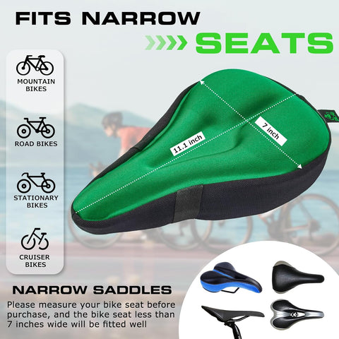 Zacro Bike Seat Cushion - Gel Padded Cover for Men Women Comfort, Extra Soft Exercise Bicycle Compatible with Peloton, Stationary or Cruiser Seats