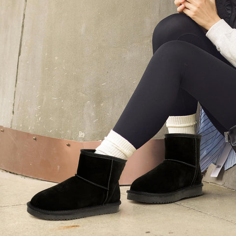 DREAM PAIRS Women's Genuine Suede Winter Mini Snow Boots