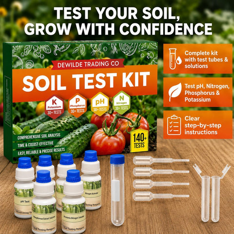 Soil Test Kit 140 Tests (2026 Updated Instructions) – pH, Nitrogen, Phosphorus, Potassium & Ammonia – Garden, Lawn & Plant Soil Tester Kit for Accurate Fertility Analysis
