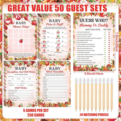Patelai 321 Pcs Baby Shower Games Supplies, Apple of Our Eye