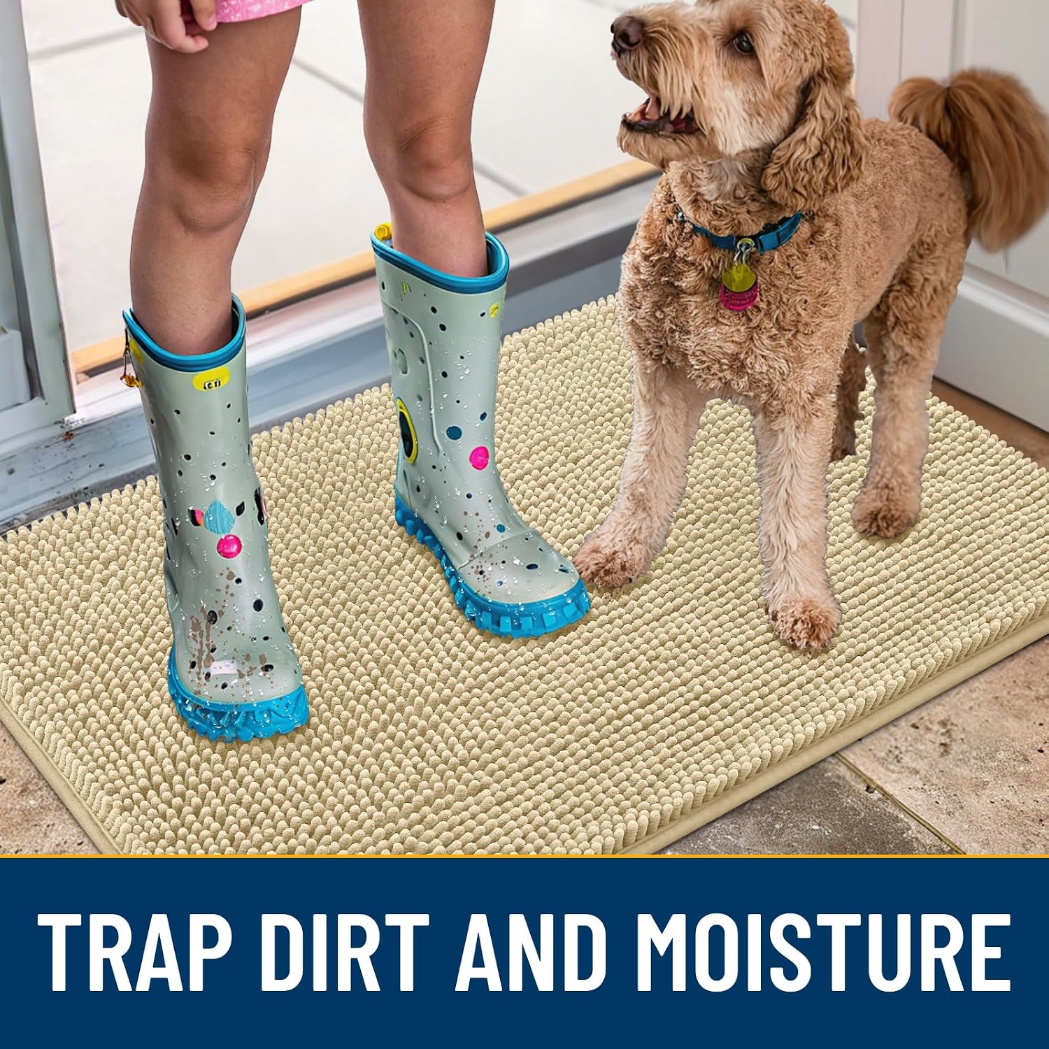 Smiry Dog Door Mat for Muddy Paws 59x24, Absorbs Moisture and Dirt Doormat