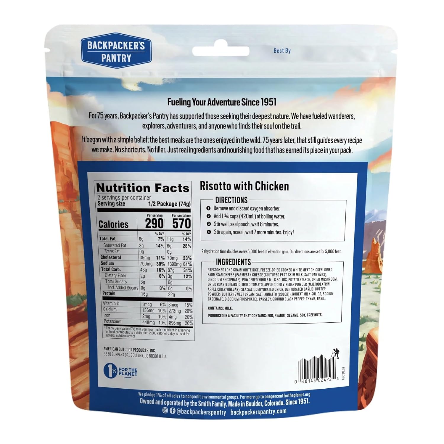 Backpacker's Pantry Risotto with Chicken | Freeze Dried Backpacking & Camping Food, 1 Count (Pack of 3)