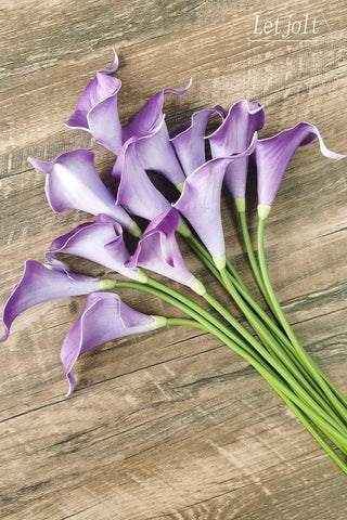 Letjolt Calla Lily Artificial Flowers 12Pcs Purple Realistic Bouquet