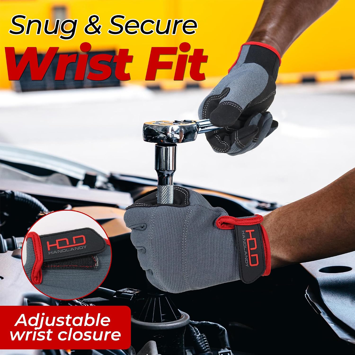 HANDLANDY Work Gloves for Men & Women, Utility Mechanic Working Gloves Touch Screen, Flexible Gardening Gloves for Yard