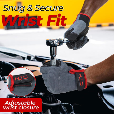 HANDLANDY Work Gloves for Men & Women, Utility Mechanic Working Gloves Touch Screen, Flexible Gardening Gloves for Yard
