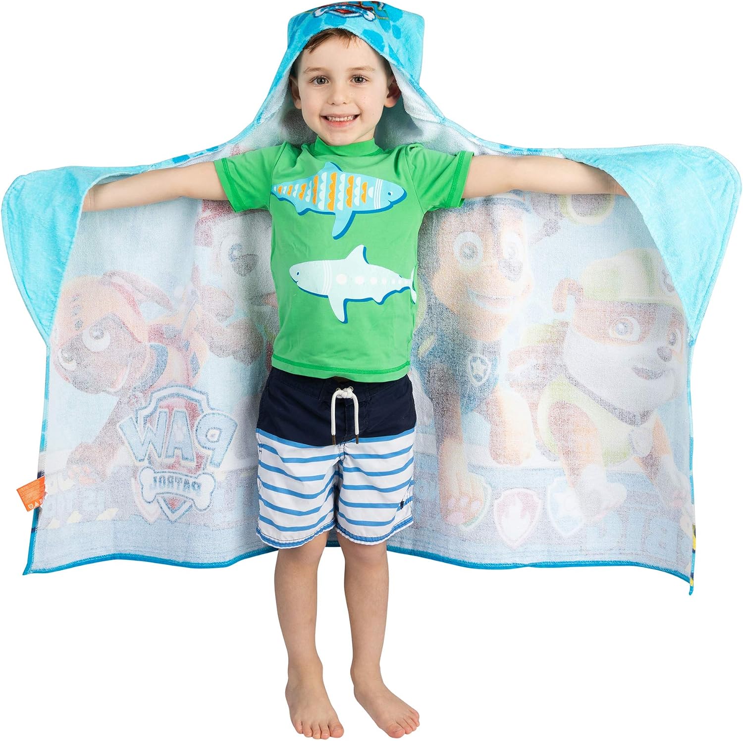 Paw Patrol Blue Bath/Pool/Beach Soft Cotton Terry Hooded Towel Wrap, 24" x 50", By Franco Kids