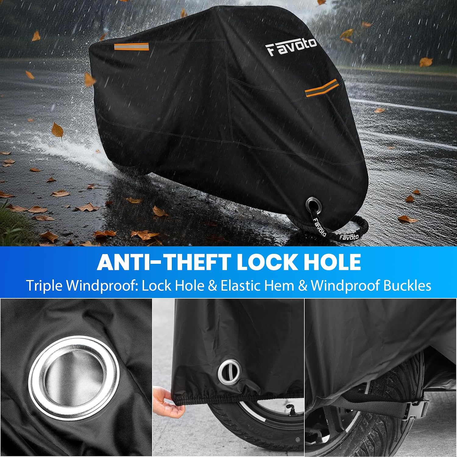 Favoto Motorcycle Cover Waterproof Outdoor Motorcycle Cover Heavy Duty
