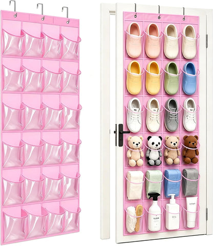 Over-the-Door Kids Shoe Organizer Pink Shoe Rack for Door